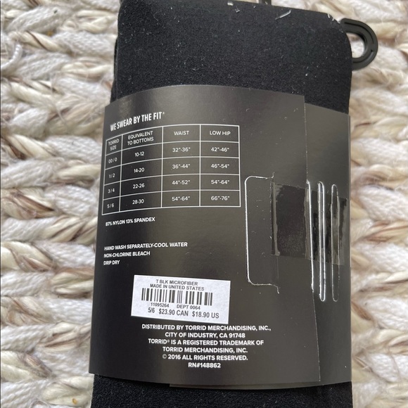 NWT Torrid Microfibre Tights - Black, size 5/6 - Picture 2 of 3
